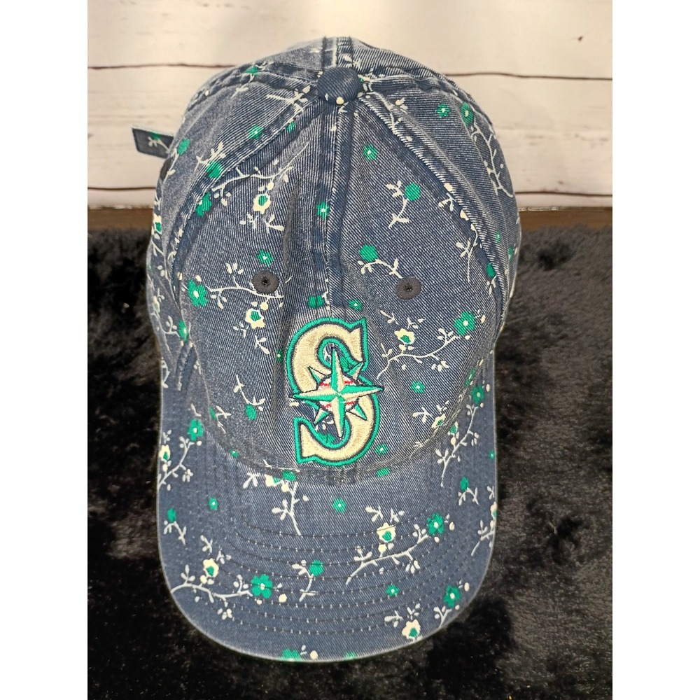 New Era 9TWENTY Seattle Mariners Women Denim Floral Adjustable Baseball Hat Cap